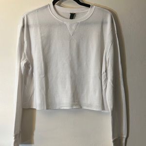 NWOT navy and white waffle knit long sleeve